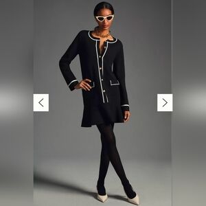 Anthropologie Endless Rose Mini Sweater Dress Black/White Size M NWT